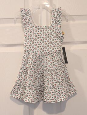 Polo Ralph Lauren White and Pink Floral Ruffle-Sleeve Sundress New with Tags